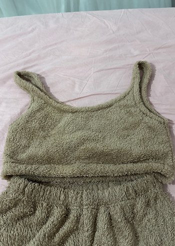 Bej  Kolsuz Mini Kadın Peluş Takım - Görsel 2