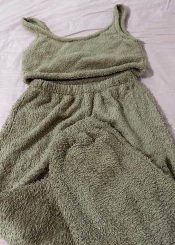 Bej  Kolsuz Mini Kadın Peluş Takım - Görsel 5