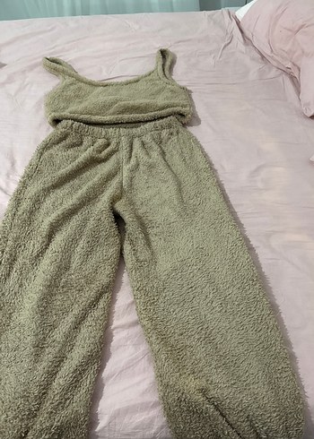 Bej  Kolsuz Mini Kadın Peluş Takım - Görsel 3