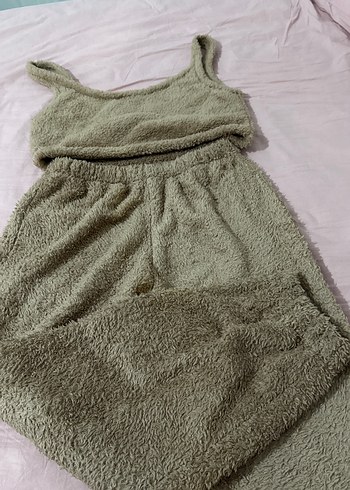 Bej  Kolsuz Mini Kadın Peluş Takım - Görsel 4