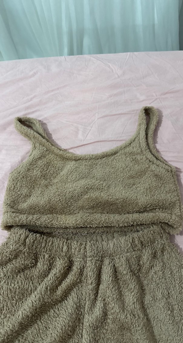 Bej  Kolsuz Mini Kadın Peluş Takım - Görsel 2