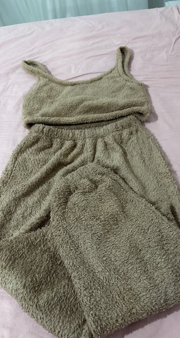 Bej  Kolsuz Mini Kadın Peluş Takım - Görsel 5