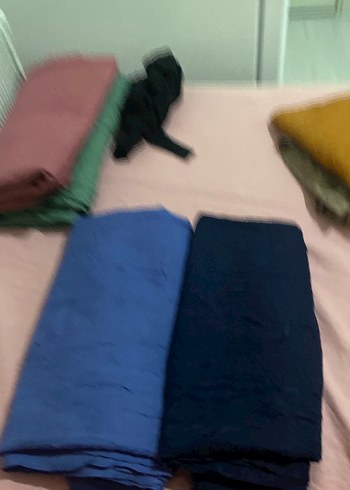 Kadın Mavi Keten Pilili Şal - Görsel 3