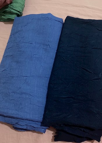 Kadın Mavi Keten Pilili Şal - Görsel 2