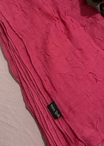 Pilise Detaylı Pembe Keten Kadın Şal - Görsel 2