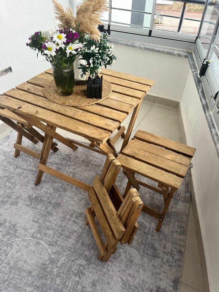 Ahşap Katlanabilir Masa ve Sandalyeler - Görsel 3