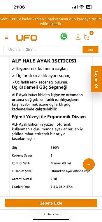 Ufo Ufo marka kutusunda ısıtıcı