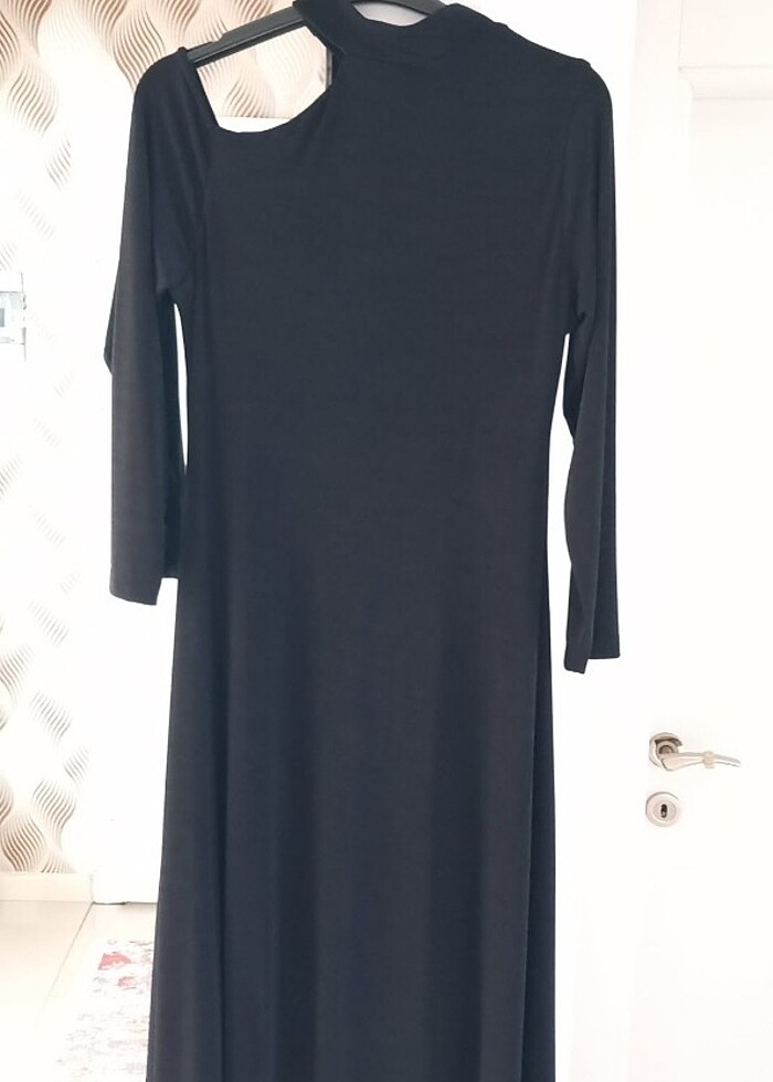 Siyah midi boy elbise - Görsel 4