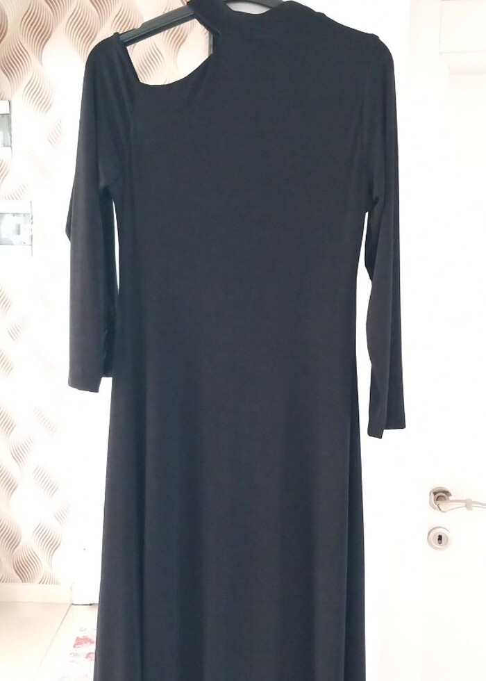 Siyah midi boy elbise - Görsel 5