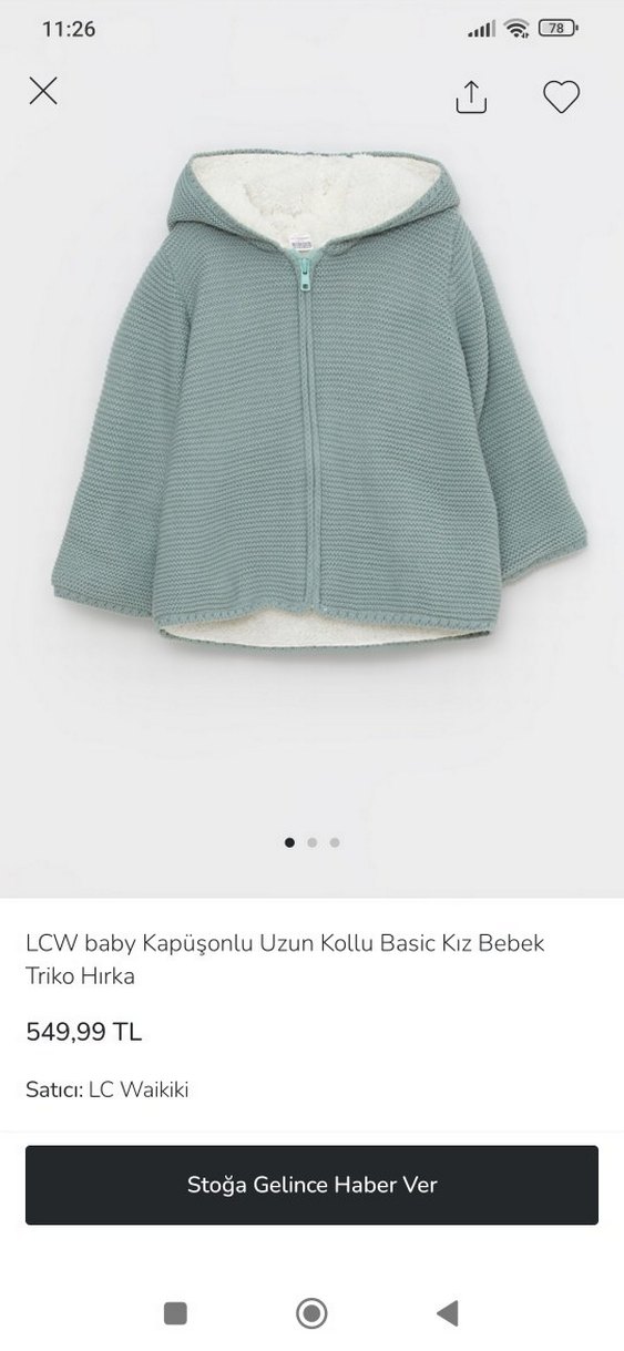 Kapüşonlu  Çocuk Gri Örgü Hırka - Görsel 5