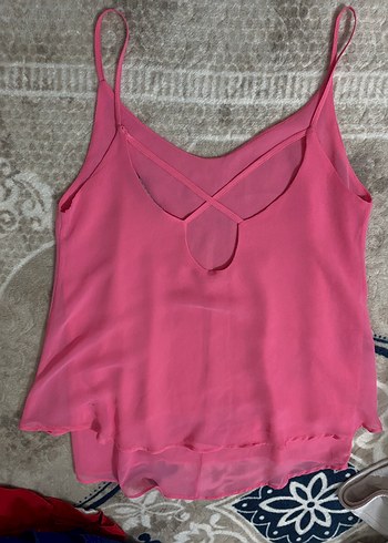 Pembe Askılı Salaş Mini Bluz - Görsel 2