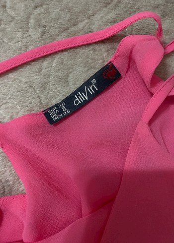 Pembe Askılı Salaş Mini Bluz - Görsel 3