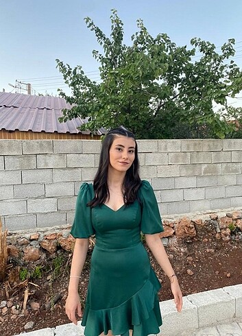 Diğer Doridorca yeşil saten elbise
