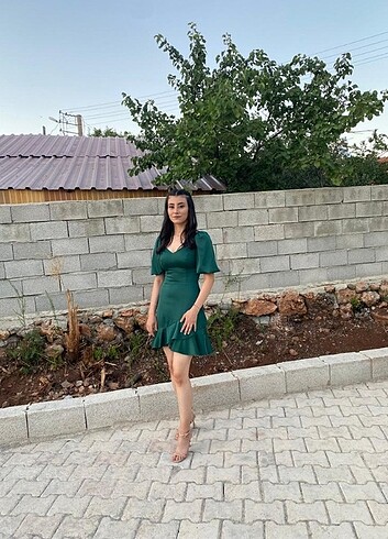 Doridorca yeşil saten elbise