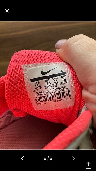 31 Beden gri Renk Nike orijinal kız çocuk ayakkabı