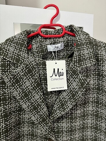 MAİ YEŞİL KARELİ TÜVİT BLAZER ETEK TAKIM - Görsel 2