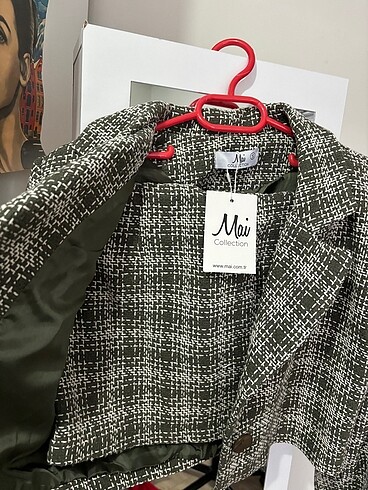 MAİ YEŞİL KARELİ TÜVİT BLAZER ETEK TAKIM - Görsel 3
