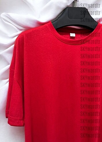 Unisex Kırmızı Oversize Tişört