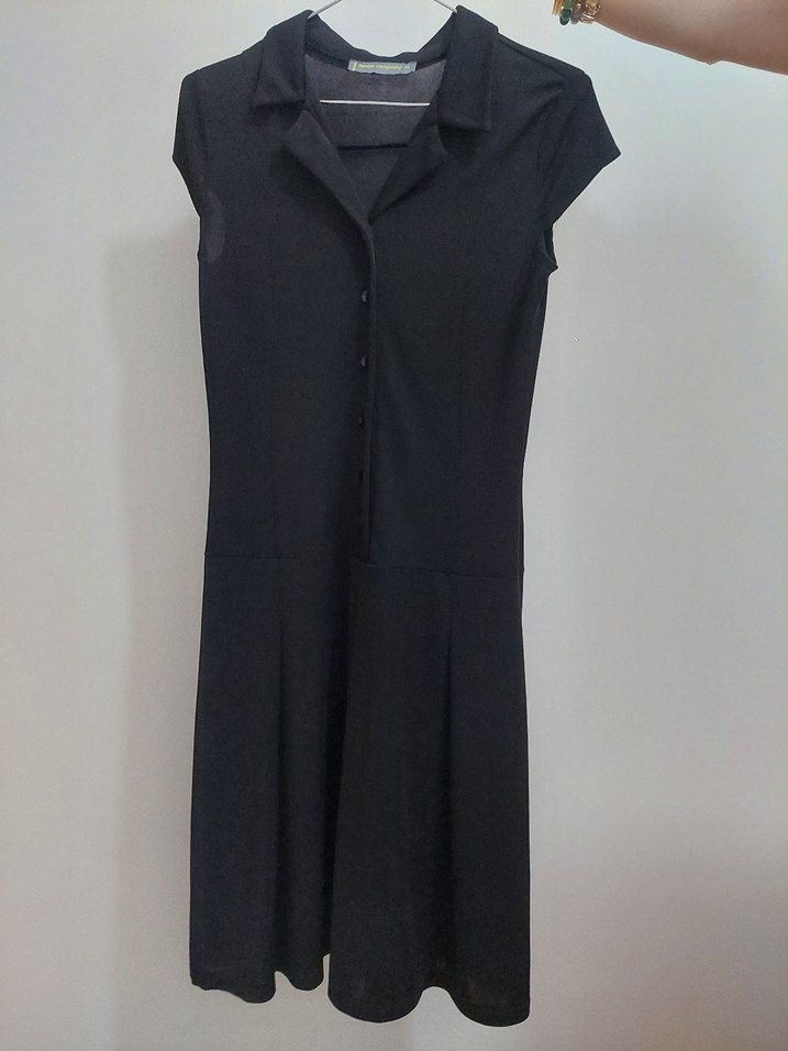 Siyah Piliseli Midi Elbise - Görsel 3