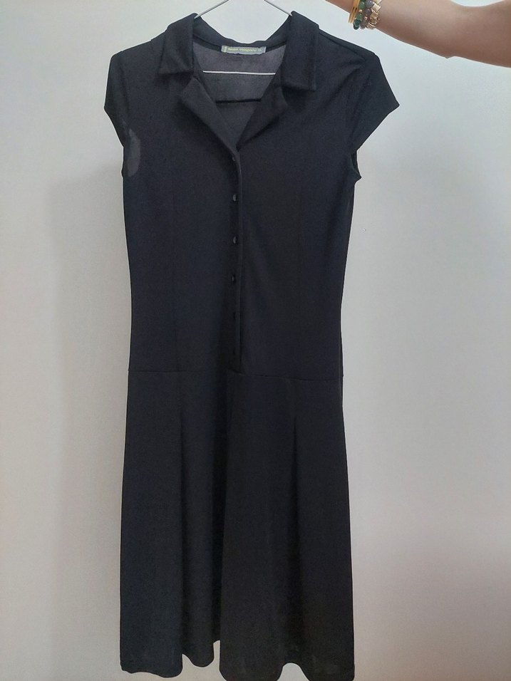 Siyah Piliseli Midi Elbise - Görsel 2