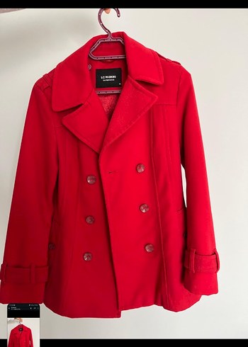 Kırmızı Çift Düğmeli Kaban - Görsel 2