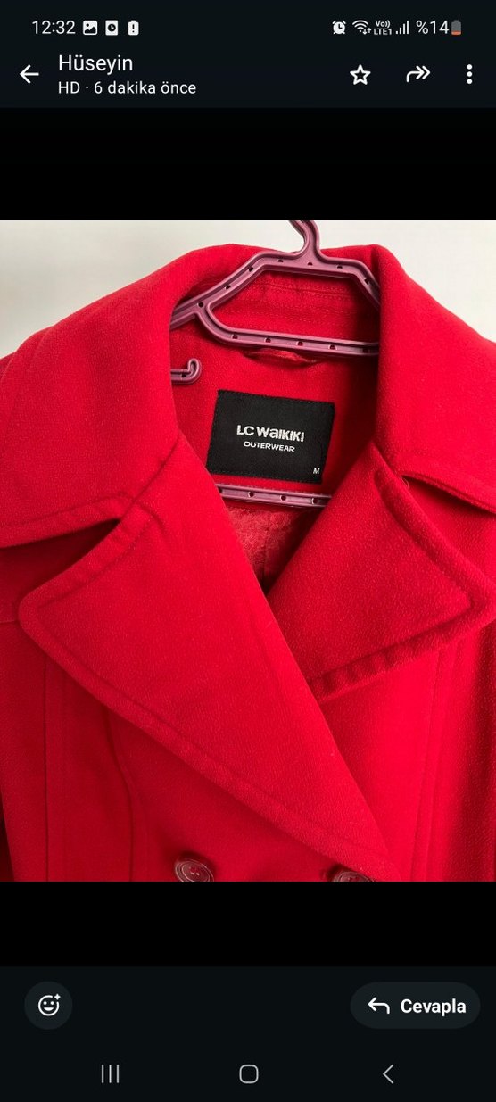Kırmızı Çift Düğmeli Kaban - Görsel 3