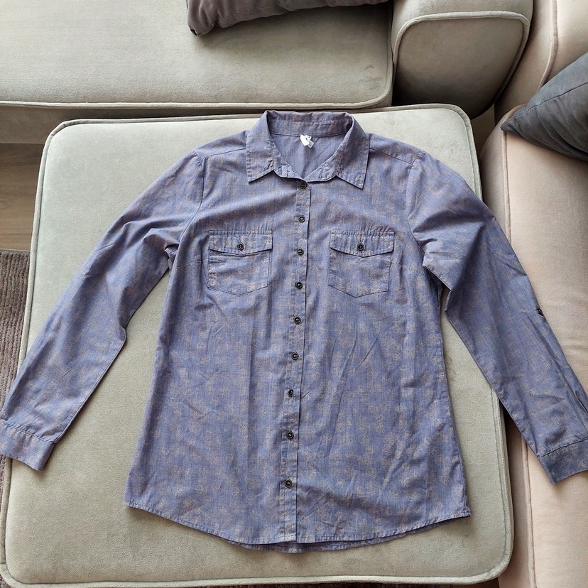 Düğmeli Mavi Denim Kadın Gömlek - Görsel 3