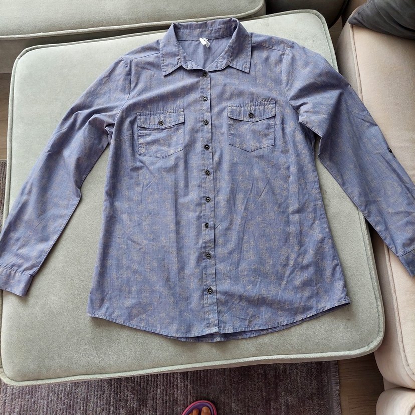 Düğmeli Mavi Denim Kadın Gömlek - Görsel 2