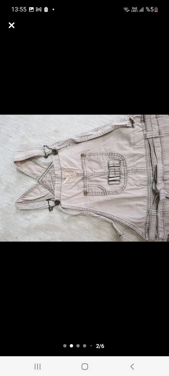 Kadın Kemerli Mini Kot salopet - Görsel 3