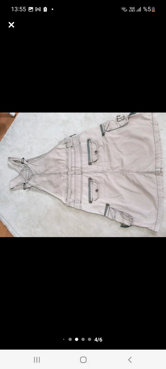 Kadın Kemerli Mini Kot salopet - Görsel 2