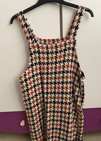 Kahverengi Kareli elbise - Görsel 3