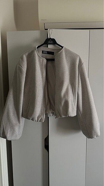 Zara bomber ceket xs beden ekru