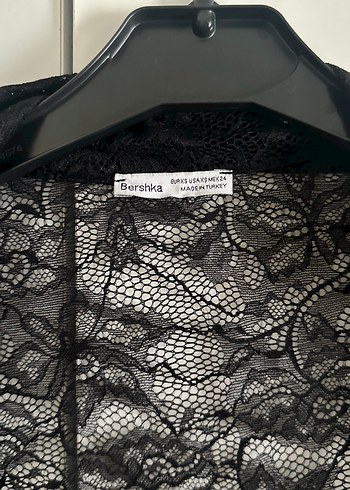 Bershka Bershka XS Siyah Dantel Bolero Hırka Kısa Crop Gömlek Ceket