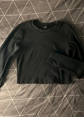 Kadın Siyah Basic Uzun Kollu crop