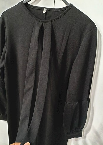 Siyah Uzun Kollu Drapeli Kadın Elbise - Görsel 4