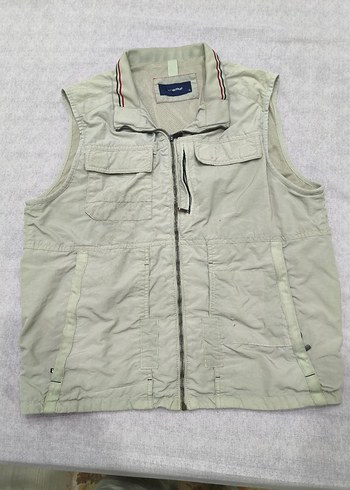 Bej Erkek Kolsuz Fermuarlı Keten Yelek - Görsel 9