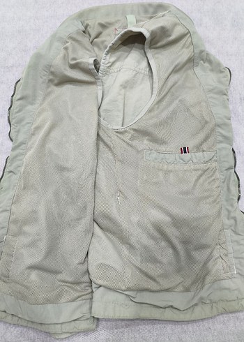 Bej Erkek Kolsuz Fermuarlı Keten Yelek - Görsel 7