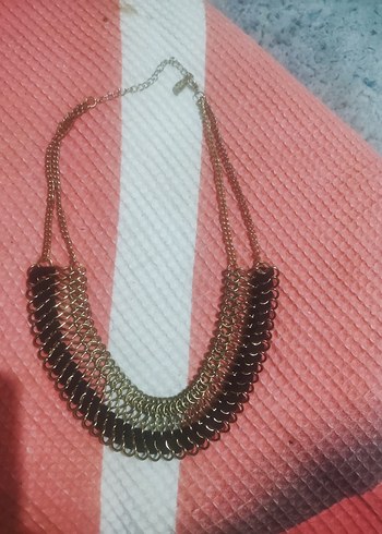 Pembe Nakışlı Zincir Detaylı Bohem Kolye - Görsel 5