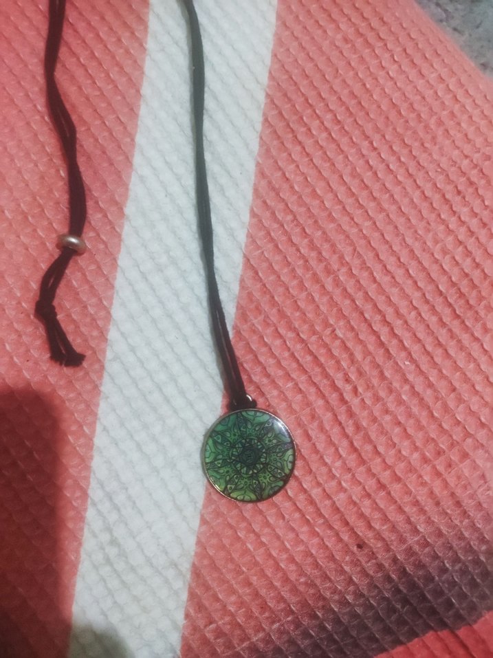 Pembe Nakışlı Zincir Detaylı Bohem Kolye - Görsel 4