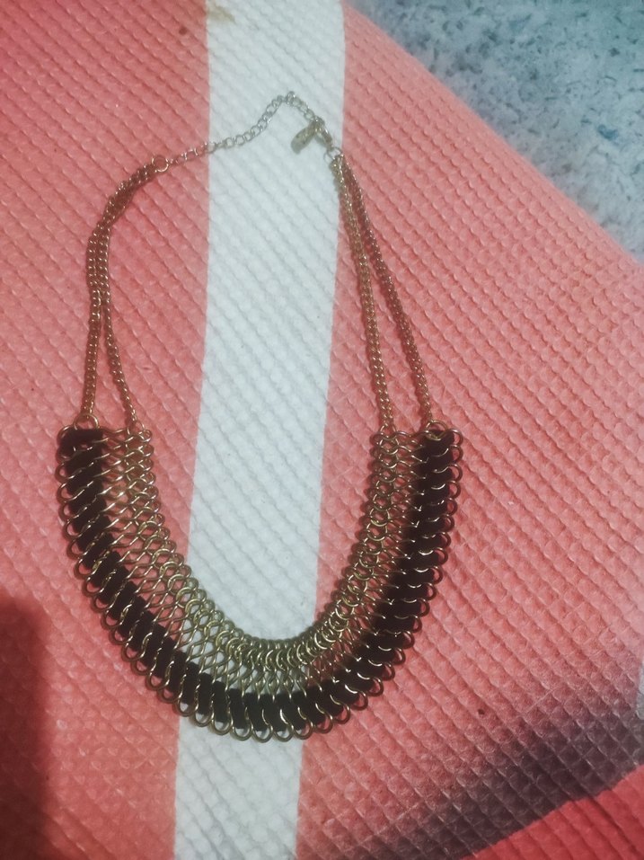 Pembe Nakışlı Zincir Detaylı Bohem Kolye - Görsel 5