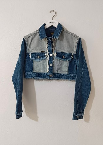 LEE Kadın Gri Mavi Bağlama Desenli Denim Ceket