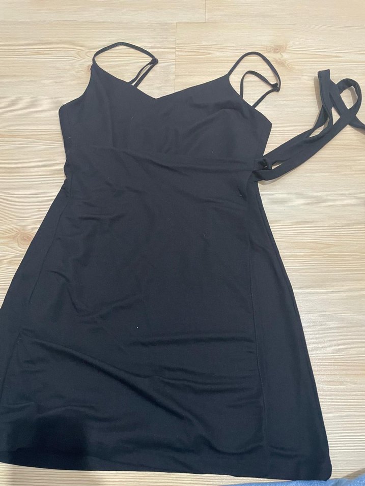 Siyah İnce Askılı Midi Elbise - Görsel 4