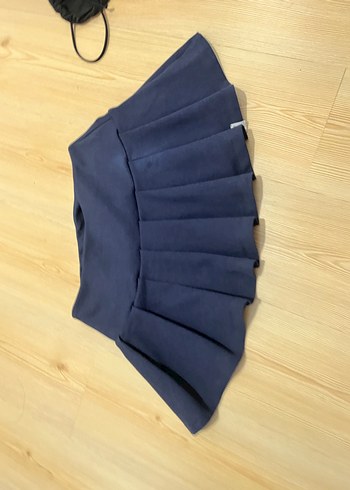 Kadın Lacivert Pilili Mini Etek - Görsel 2