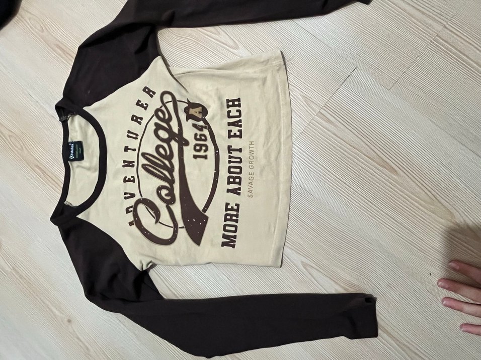 y2k Kadın Kahverengi Uzun Kollu Crop Top - Görsel 2