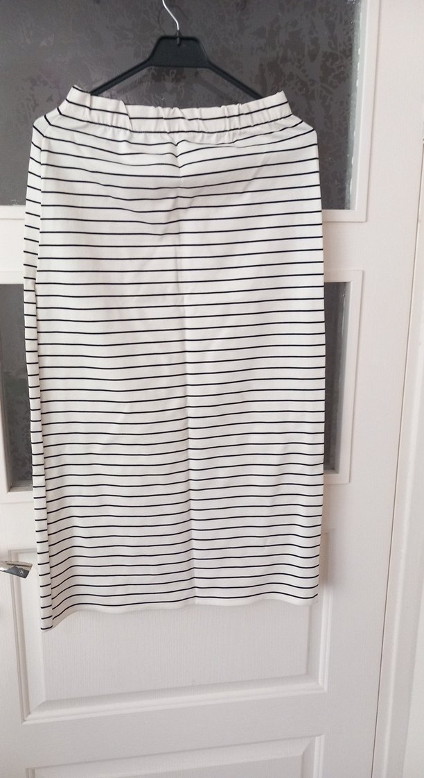 Çizgili Piliseli Midi Hamile Eteği - Görsel 2