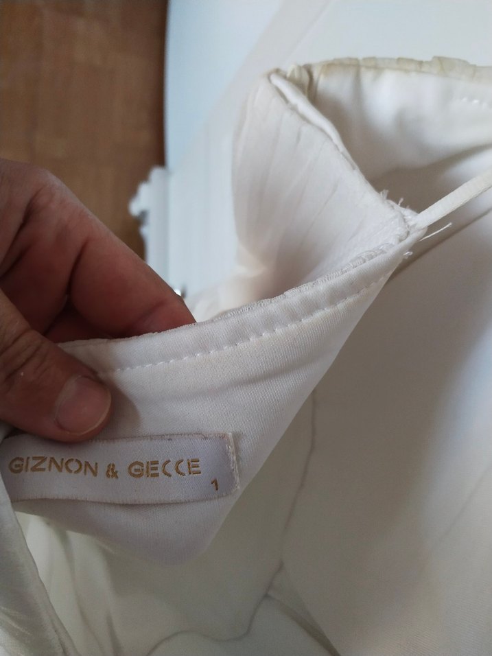 Bohem Tarzı Beyaz Uzun Askılı abiye elbise - Görsel 5