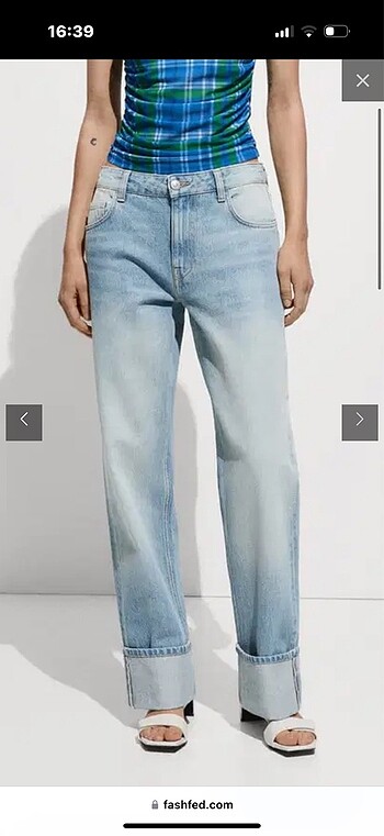 Mango paçaları kıvrık jean