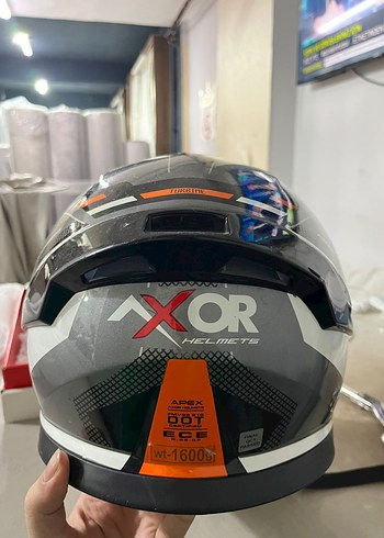 Axor Gri Baskılı Biker Motosiklet Kaskı - Görsel 2