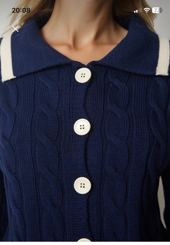 Örgü motifli düğmeli triko hırka - Görsel 4