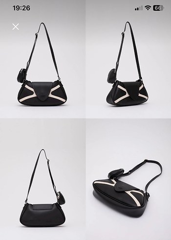 Siyah krem tek bölmeli kol çantası - Görsel 8